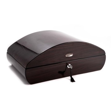 Lacquered "Ebony" Wood 100 Cigar Humidor with Spanish Cedar Lining and Tray