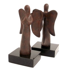Angel Bookends, Bronzed on Marble Base,
