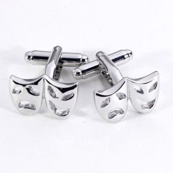 Comedy and Tragedy Design Rhodium Plated Cufflinks.