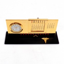 "Dental", Perpetual Calendar, w/Clock, Gold Plated, 