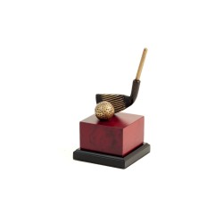 7 3/4" Golf Club Head Sculpture on Burl Wood Base.
