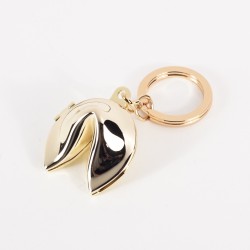Gold Plated Fortune Cookie Box Keyring.