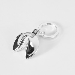 Silver Plated Fortune Cookie Box Keyring.