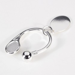 Silver Plated Tennis Keyring with ID Tag.