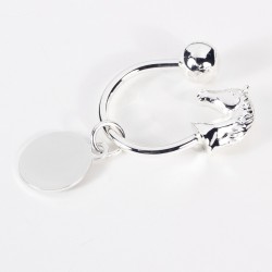 Silver Plated Horse Head Keyring with ID Tag