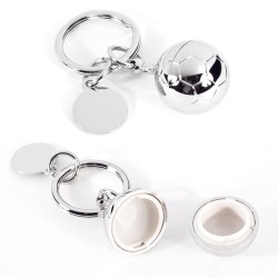 Silver Plated Soccer Ball Keyring & Pill Box with ID Tag