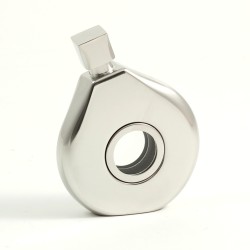 4 1/2 oz. Stainless Steel Mirror Finish Flask with a Glass Center.