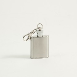 1 oz. Stainless Steel Chrome Key Ring Flask in Satin Finish.