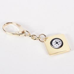 Key Ring w/ Compass, Gold Plated, 