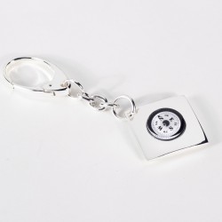 Key Ring w/ Compass, Silver Plated, 